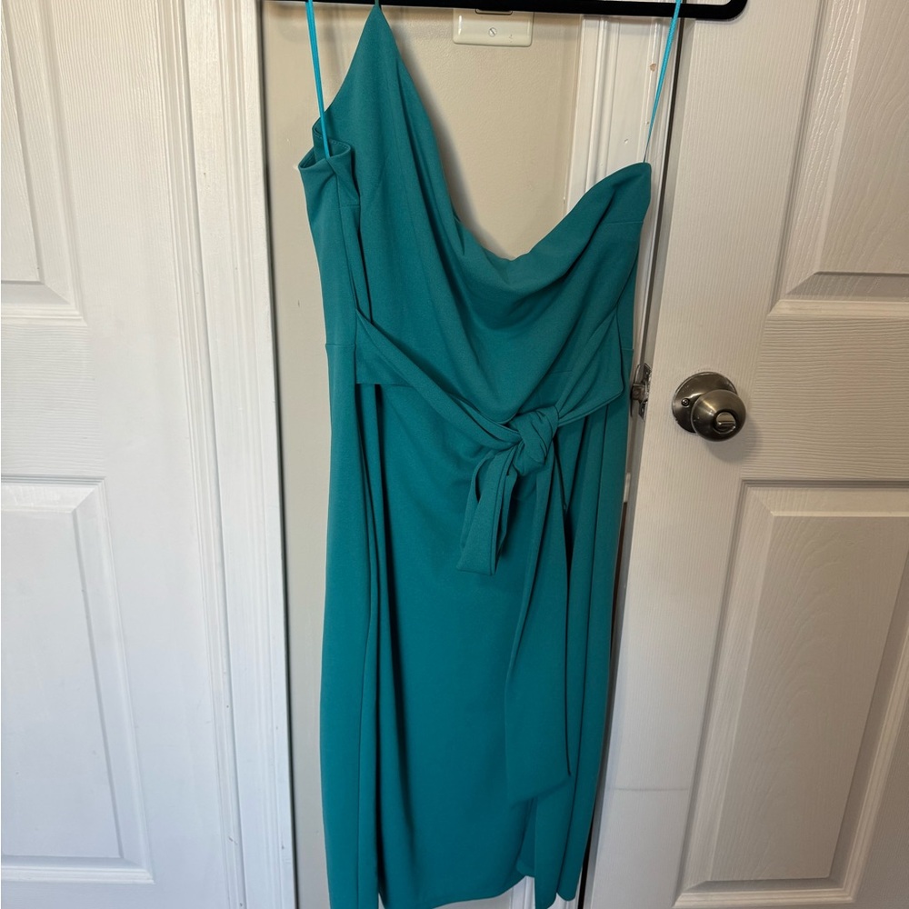 Suzy Shier One Shoulder Teal Dress